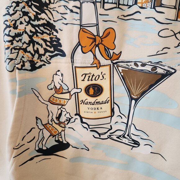Titos Vodka Seasons Drinkings Hoodie Graphic Print XL Off White Winter Design - Picture 3 of 9